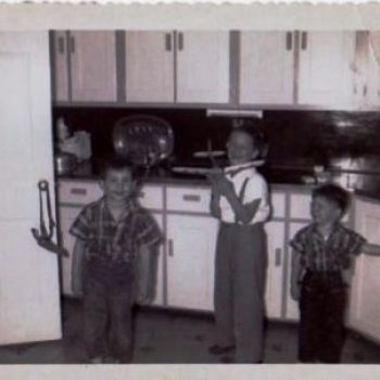 Dennis (l), Allen (c) and Frank (r) Ambruso at home in Connecticut