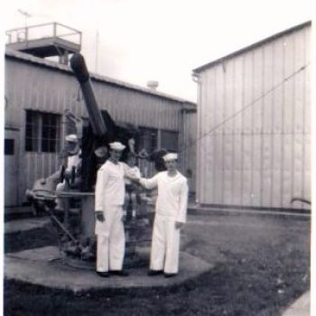 Big Al on the left, and Dennis on the right as Sea Cadets at the USNR center in Stamford, CT. 1959-60